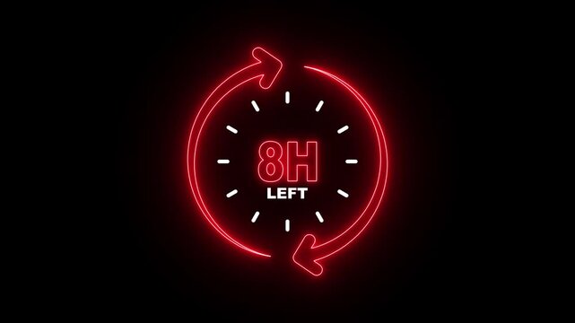 Countdown Timer Showing 8 Hours Left Concept for Deadline, Urgency and Time Management. Urgency and Deadline Countdown with Circular Timer and Time Left Indicator.
