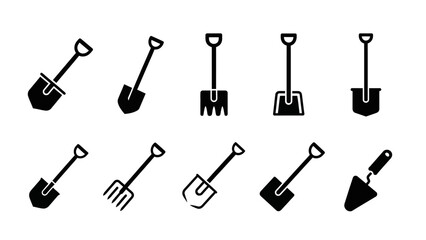 Collection of garden shovel icons. © Raffi