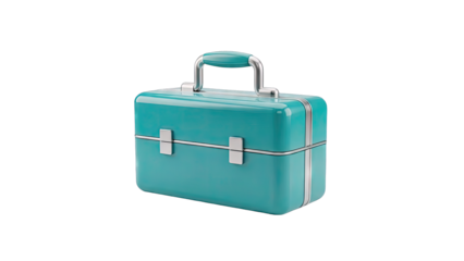 Teal Toolbox Isolated on White Background