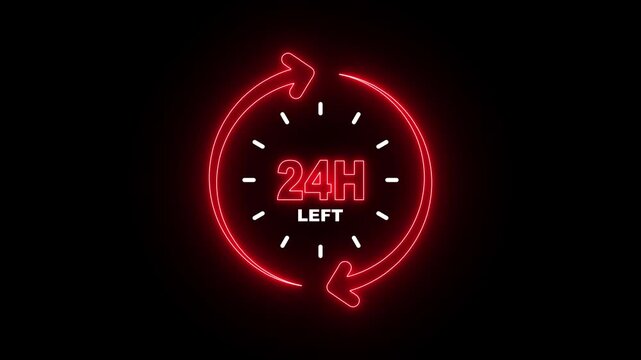 Countdown Timer Showing 24 Hours Left Concept for Deadline, Urgency and Time Management. Urgency and Deadline Countdown with Circular Timer and Time Left Indicator.