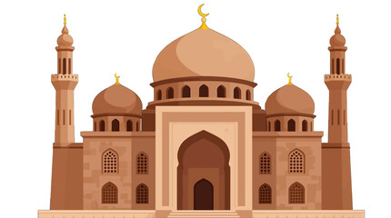 Fototapeta premium Islamic Mosque Vector Illustration in Brown Colors
