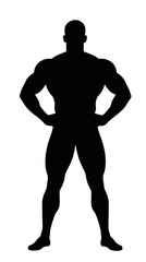 Muscular Male Character Silhouette Outline Design