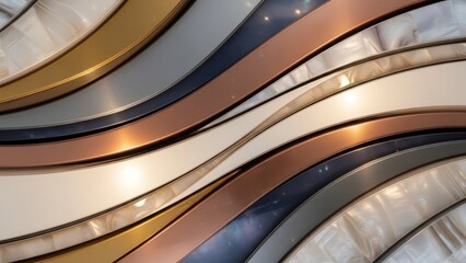 Fototapeta premium Metallic Wavy Lines Abstract Background Design.