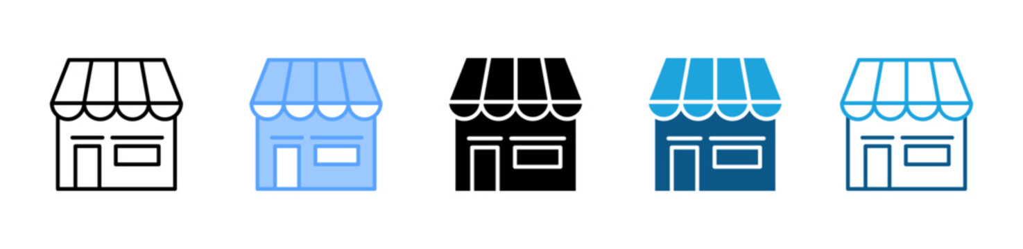 Storefront icon set multiple style collection