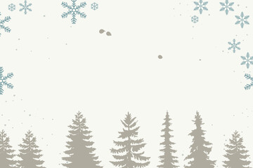 Obraz premium Minimal winter forest background with snowflakes and copy space