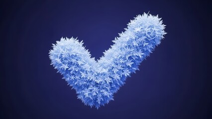 Fototapeta premium Fluffy Blue Check Mark Symbol on Dark Background.