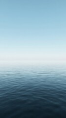 Obraz premium Vast blue ocean and clear white horizon seascape view tranquil marine nature scene.