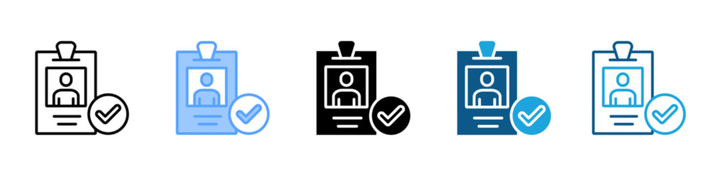 Id Badge icon set multiple style collection