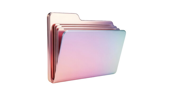 Rose gold folder icon PNG isolated on transparent background, file management symbol for data storage and organization