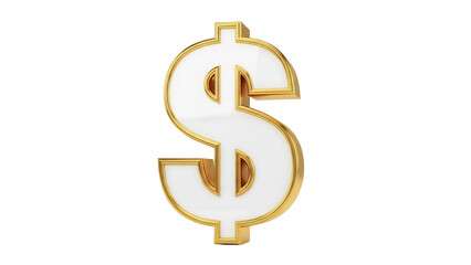 Fototapeta premium Golden dollar sign isolated PNG on transparent background, currency symbol for finance, investment, and wealth concepts