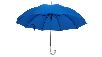 Royal blue umbrella PNG isolated on transparent background, rain protection accessory for weather and fashion © Emilia