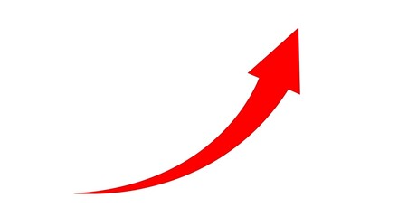 A bright red arrow pointing upwards and to the right, indicating growth, progress, or success, isolated on a white background