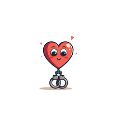 Whimsical heart character constrained by cute handcuffs illustrating the playful complexities of
