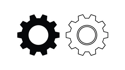 Fototapeta premium Two contrasting gears a black silhouette and a white outline design