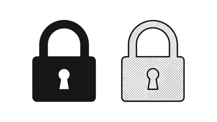 Fototapeta premium Two padlock icons one filled and one outlined representing security