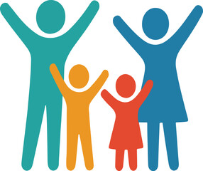 Cheerful Family Silhouette Color Vector Art © Durjoy 