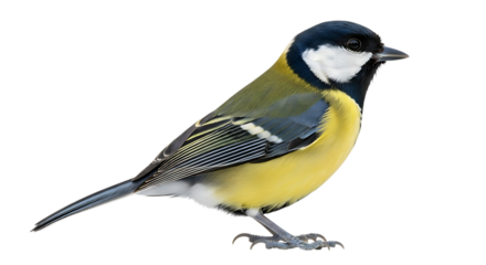 Vibrant great tit bird standing Isolated Transparent Background