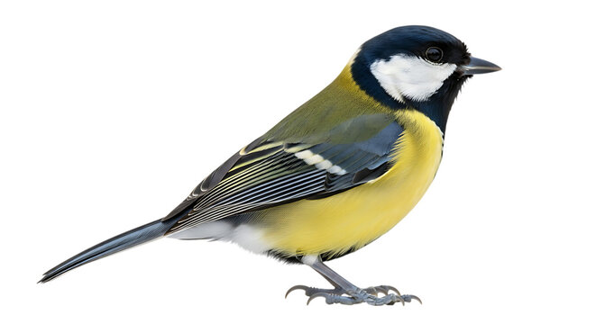 Vibrant great tit bird standing Isolated Transparent Background