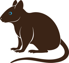 Fototapeta premium A minimalist illustration of a brown rat with striking blue eyes on a white background