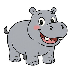 Fototapeta premium Smiling cartoon hippopotamus with rosy cheeks Isolated Transparent Background