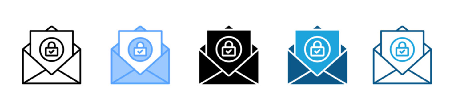 Secure Email icon set multiple style collection