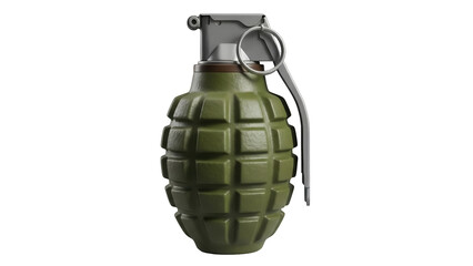 Olive green grenade isolated PNG, military explosive weapon for combat and war games, on...