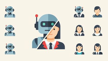 Fototapeta premium Robot and Business Professional Illustration Concept.
