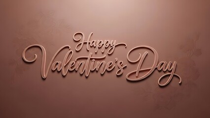 Obraz premium Happy valentine's day elegant metallic script on textured bronze backdrop.