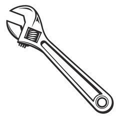 Obraz premium Black and White Clean Wrench Icon In Bold Outline Black White Icon Vector