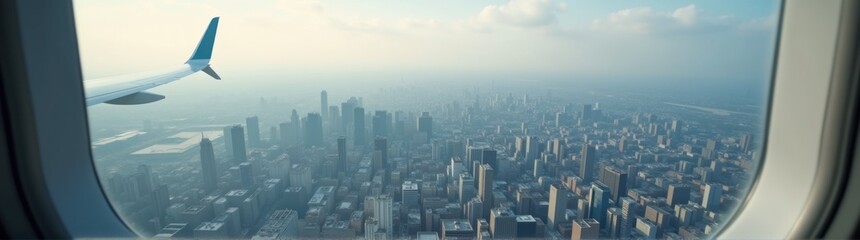 View of a city from a plane window