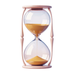 Pastel Pink Hourglass with Flowing Golden Sand on White Background, Isometric 3D Rendering ...