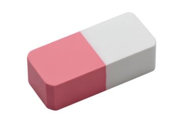 Pink and white rectangular eraser isolated on transparent background