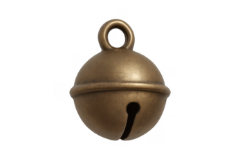 Vintage bronze jingle bell with transparent background