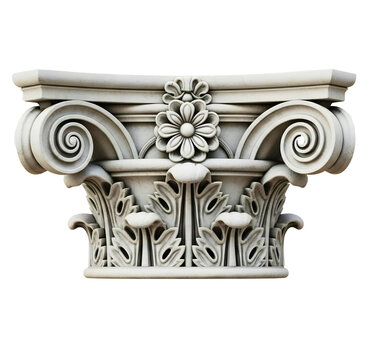Intricate corinthian column capital isolated on transparent background