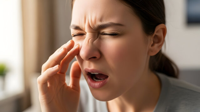 Woman Suffering from Sinus Pain