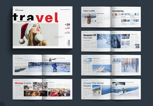 Winter Travel Magazine Template Landscape