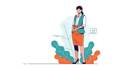 Fototapeta premium professional businesswoman standing confidently in a modern office environment illustrating corporate success and female leadership concepts