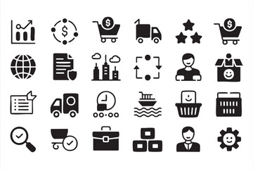 Business Logistics Icons for Ecommerce Platforms and Supply Chain Dashboards