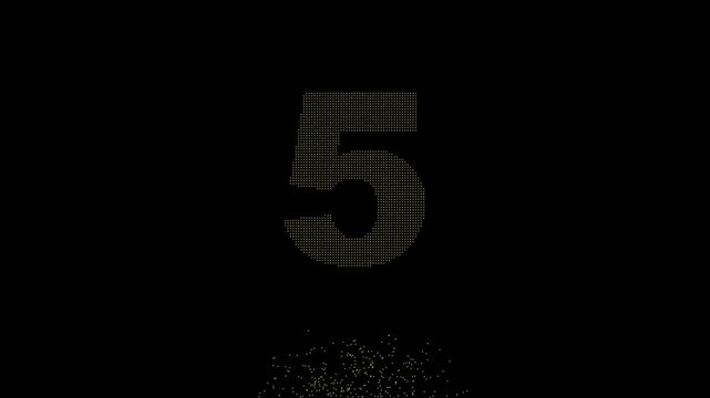 Gold Dot Matrix Digital Countdown Timer Animation 10 Seconds 10-second countdown timer, dot matrix numbers, gold digital display, LED countdown timer, electronic counter animation, grid pattern displa
