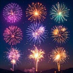 Vibrant Fireworks Display Illuminating the Night Sky with a Dazzling Array of Colors and Explosions.