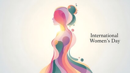 International womens day illustration with a colorful woman silhouette