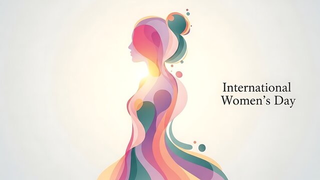 International womens day illustration with a colorful woman silhouette