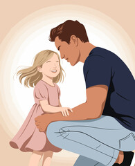 Obraz premium An affectionate moment of laughter and joy between a father and his daughter, capturing the essence of love, connection, and the beauty of family relationships.