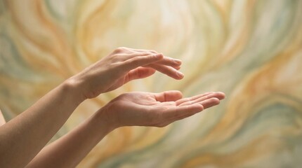 Fototapeta premium Hand Mudra Gesture for Yoga and Meditation, Spiritual Energy Flow, and Mindfulness Practice 