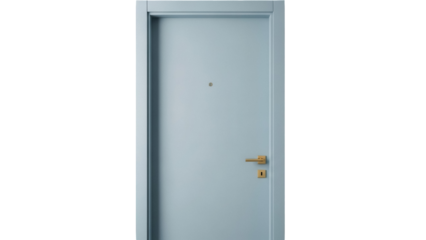 Modern light blue door PNG isolated on transparent background, interior design element for architecture and home improvement projects