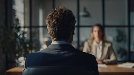 Business Meeting with Professional Man and Woman in Modern Office