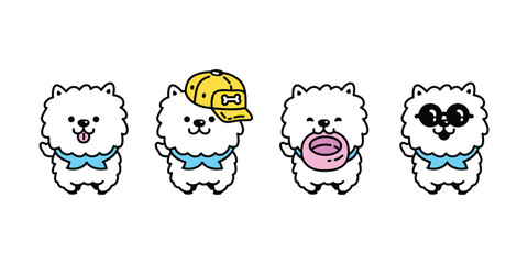 dog vector Poodle Chow Chows cap hat food bowl cartoon character icon funny happy smile puppy pet doodle symbol illustration isolated design