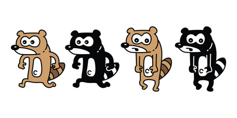 raccoon vector tanuki cartoon character icon funny japan smile puppy pet doodle symbol illustration isolated design