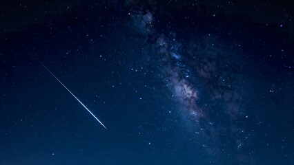 Lit Tents on a Mountain Glade at Dusk, Alongside the Starry Sky and Meteor Trails - Ideal for Outdoor Adventure and Stargazing Photography Sharing © yun