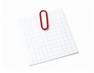 Red Paper Clip on Blank White Lined Note Paper.